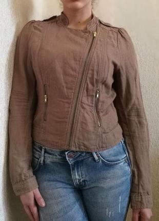 Стильная косуха куртка курточка из льна от h&m размер l-xl