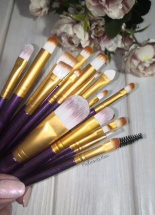 20 шт кисті пензлі набір для макіяжа кисти для макияжа набор purple/gold probeauty3 фото