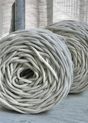 Шнур хлопковый цвет бежевый 4 мм для вязания ковров,корзин,декора2 фото