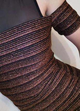 Нова блискуча сексі міді-сукня від new look з відкритими плечима (брендовое миди-платье)4 фото