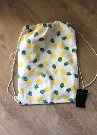 Новая экосумка -рюкзак торба в ананасах