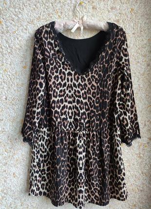 Сукня літня коротка з мереживом модна вечірня леопардовий принт lili & lala2 фото