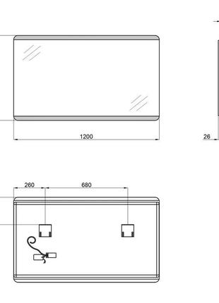 Дзеркало з led-підсвічуванням qtap tern 1200x700  (qt1778120870120w)2 фото