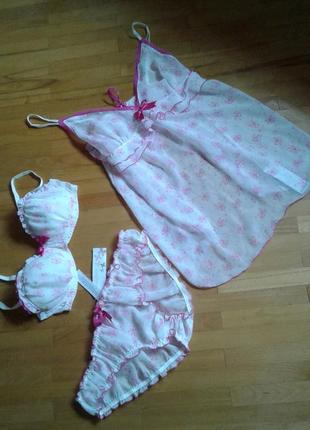 Новий комплект-б'є юстик/пеньюар knickerbox 18-20(44-46),38c (85c)