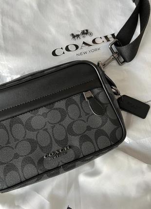 Чоловіча чорна сумка через плече coach оригінал