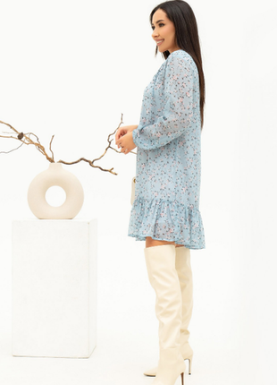 Шифоновое цветочное платье с воланом по колено 3 цвета деми3 фото