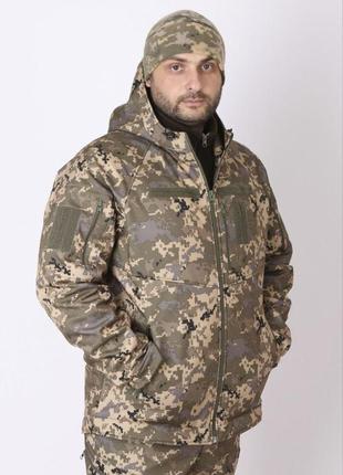 Демісезонна тактична куртка вітро та водовіштовхуюча софт шел - олива пиксель куртка ветровка военная зсу3 фото