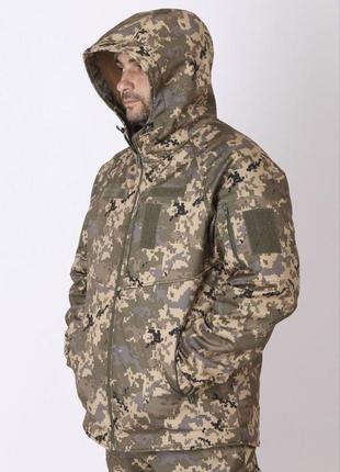 Демісезонна тактична куртка вітро та водовіштовхуюча софт шел - олива пиксель куртка ветровка военная зсу4 фото