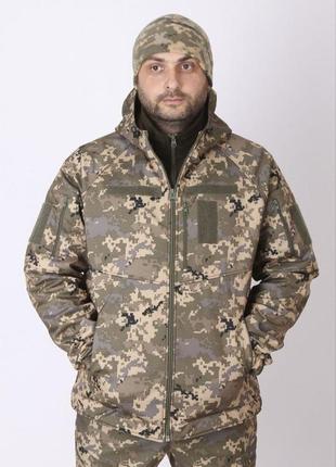 Демісезонна тактична куртка вітро та водовіштовхуюча софт шел - олива пиксель куртка ветровка военная зсу2 фото