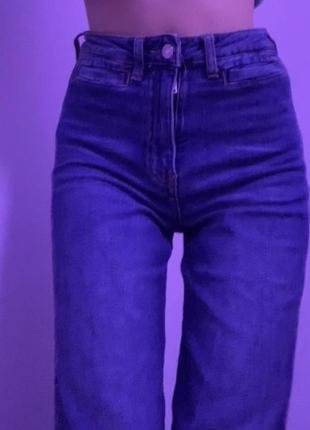 Штаны трубы брюки карго джинсы широкие прямые джинсы клеш с высокой талией мом кюлоты3 фото