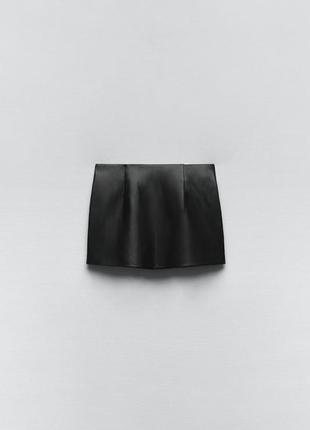 Черная мини-юбка из искусственной кожи zara кожаная юбка зара5 фото