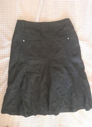 Черная льняная юбка-миди marks &amp; spencer7 фото