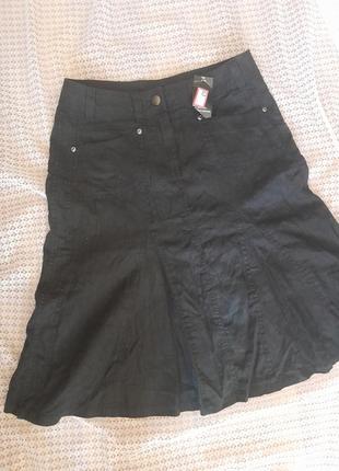Черная льняная юбка-миди marks &amp; spencer4 фото