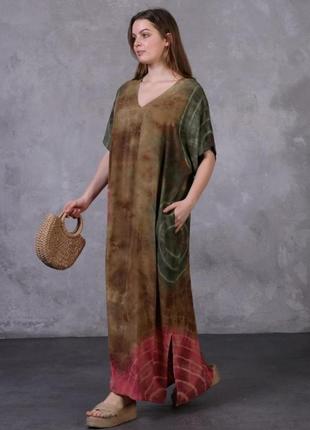 Довга штапельна сукня великого розміру туреччина oversize р.48-56 2 кольори3 фото
