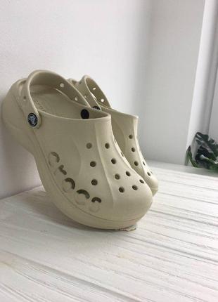 Крокси на платформі баябенд crocs bayaband platform lastic bone (молочний)