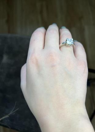 Серебряное кольцо с большим цирконом7 фото