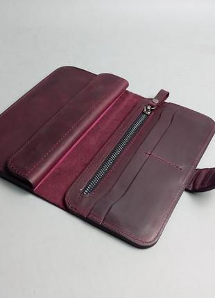 Шкіряний гаманець, жіночий шкіряний гаманець, бордовий шкіряний гаманець, стильний шкіряний гаманець2 фото