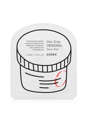 Пілінг-диски для проблемної шкіри cosrx one step original clear pad, 2 шт.1 фото