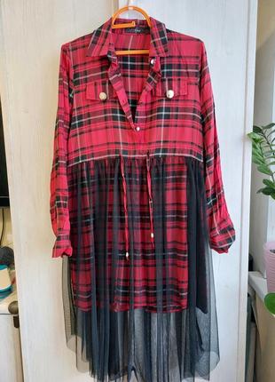 Платье с юбкой-сеткой, размер s