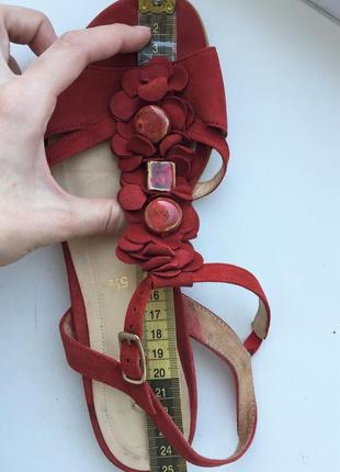 Шкіряні червоні босоніжки gabor 38-38,5 р. замшеві сандалі8 фото