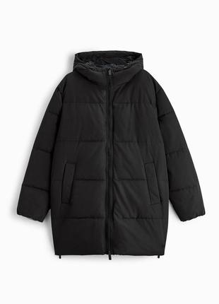 Zara тепла куртка, довга, чорна, оригінал7 фото