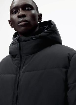 Zara тепла куртка, довга, чорна, оригінал8 фото