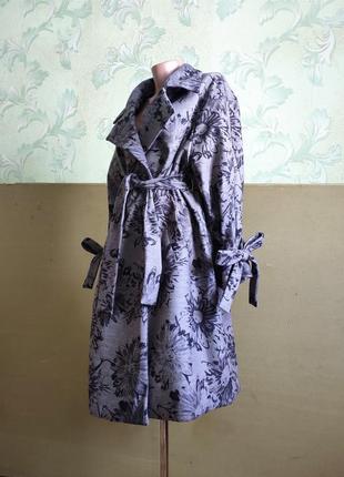 Пальто серое с ромашками ручной работы миди из кашемира, размер один4 фото