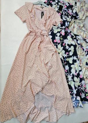 ☘️  сукня довжини міді з ефектом запаху красивий волан різні забарвлення та розміри  платье длины м4 фото