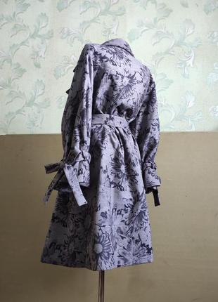 Пальто серое с ромашками ручной работы миди из кашемира, размер один5 фото