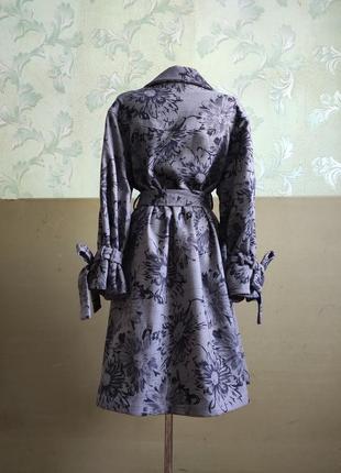 Пальто серое с ромашками ручной работы миди из кашемира, размер один7 фото