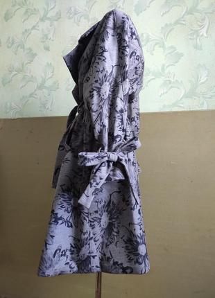 Пальто серое с ромашками ручной работы миди из кашемира, размер один9 фото