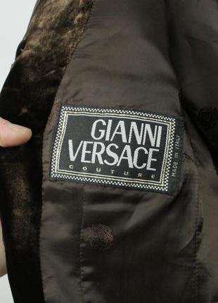 Шикарний вінтажний піджак  gianni versace couture brown velvet long blazer8 фото