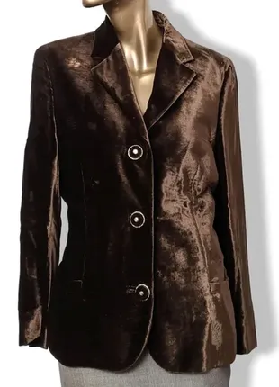 Шикарный винтажный пиджак gianni versace couture brown velvet long blazer1 фото