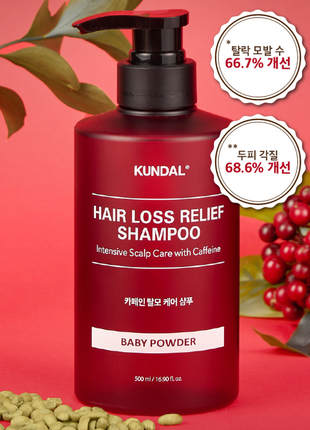 Шампунь з кофеїном від випадіння волосся natural caffeine & intensive scalp care shampoo kundal 500m1 фото