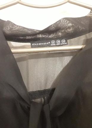 Прозрачная шифоновая  черная блуза4 фото