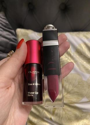 Блеск dior addict lacquer plump и тинт clarins water lip stain