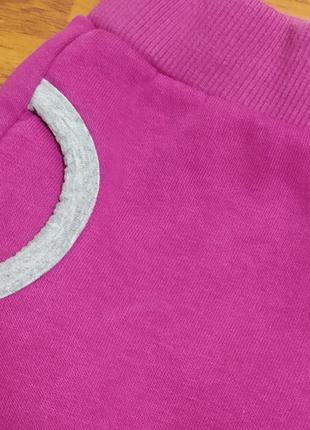 Теплые штани спортивные на девочку розовые с начесом утепленные2 фото