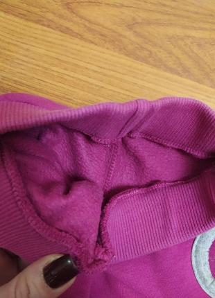 Теплые штани спортивные на девочку розовые с начесом утепленные4 фото