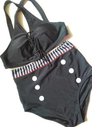 75а-в, 80а-в рр 14 крутий трендовий чорний купальник з високими плавками, а чашка-в