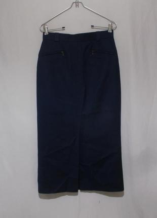 Юбка карандаш темно-синяя шерсть 48р