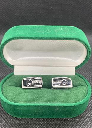 Запонки серебро 925 эмаль