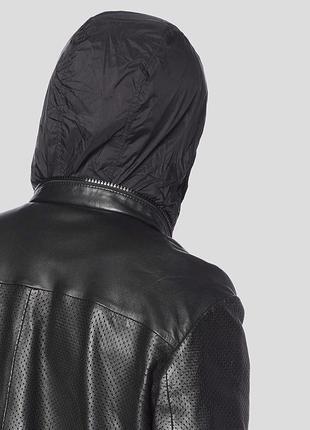 Мужская кожаная куртка с перфорацией и потайным капюшоном  diesel италия оригинал3 фото
