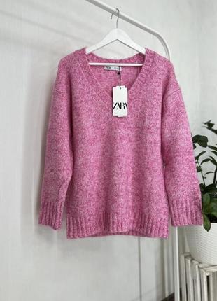 Розовый оверсайз свитер zara4 фото