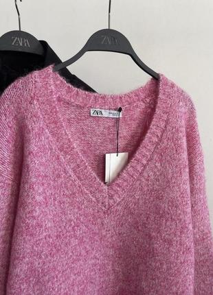 Розовый оверсайз свитер zara3 фото