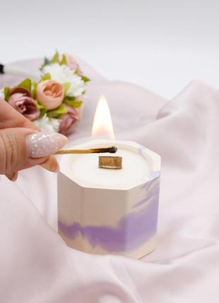 Аромосвіча для дому цитрус масажна свічка ручної роботи, декоративна свічка в кашпо з дерев'яним грифелем 0701 т! +3 фото