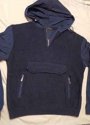 Zara man стильный свитер кофта  с капюшоном