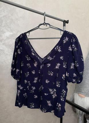 Вискозная блуза топ в цветочный принт1 фото