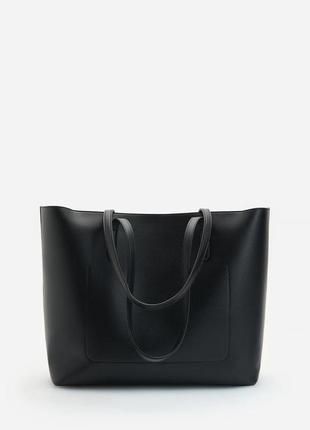 Гладка сумка-тоут чорна велика жіноча сумка вмістка reserved