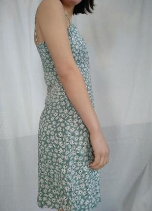 Сарафан плаття міні на брительках зелений білий бірюзовий легкий весняний літній y2k 2000 двохтисячні в квіточки