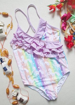Шикарный слитный купальник с рюшами принт единорог debenhams 🌺💜